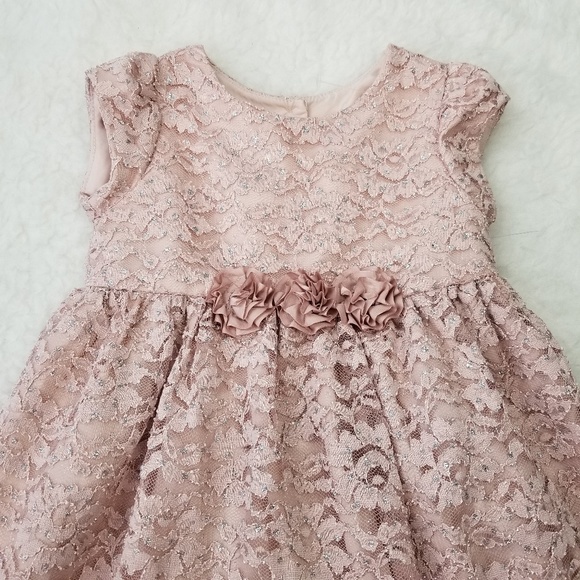 Baby girl 3T 4T 5T Lace Dust pink silver holidays - Picture 2 of 5